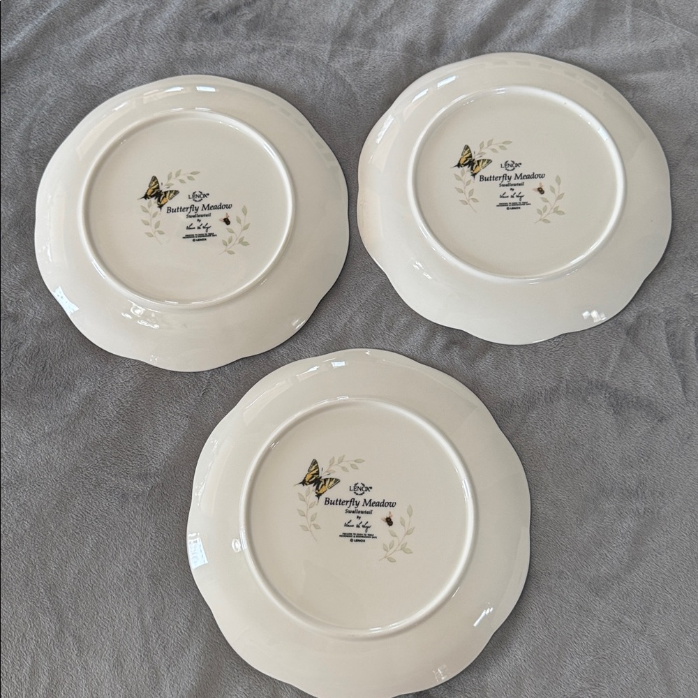 Lenox Butterfly Meadow‎ Swallowtail 9” Dessert Luncheon Plates Set of 3 Cottage. - Picture 11 of 11
